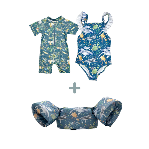 Pack Swim: Traje de baño baby niña/niño + Alitas