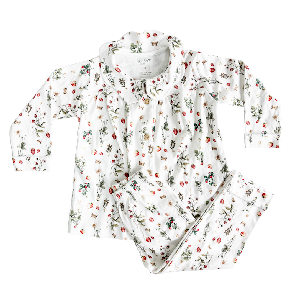 Pijama Botones Largo Strawberry- Algodón Pima