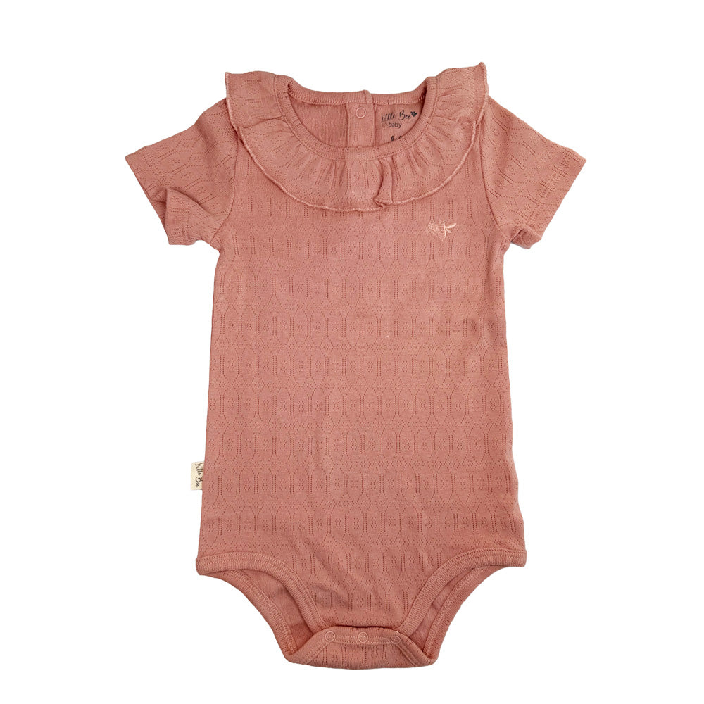 Body Manga Corta Pointielle Rose