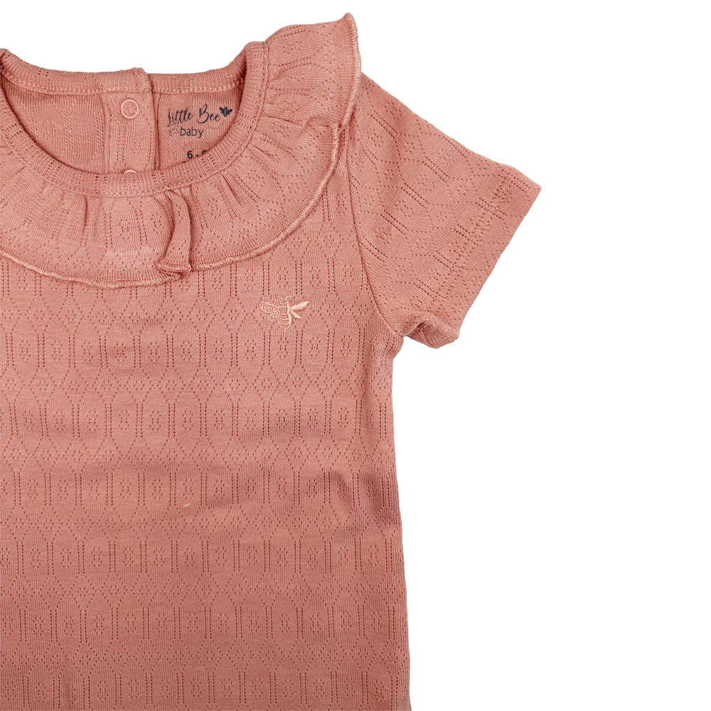 Body Manga Corta Pointielle Rose