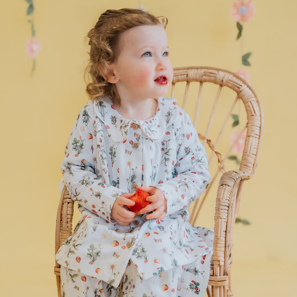 Pijama Botones Largo Strawberry- Algodón Pima