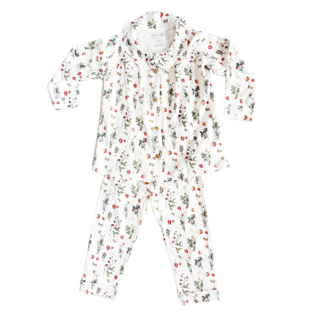 Pijama Botones Largo Strawberry- Algodón Pima